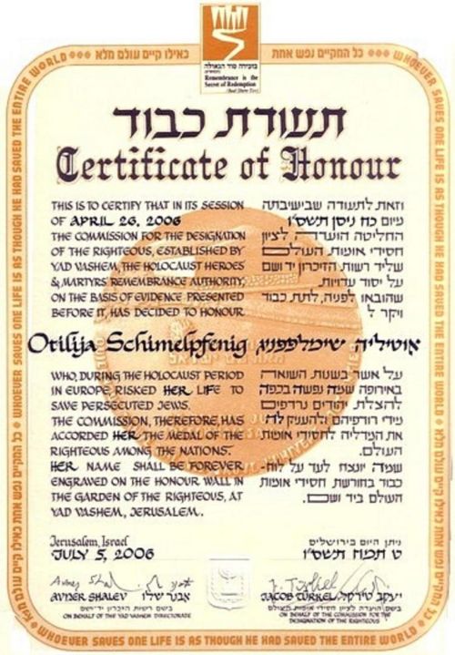 Righteous among the Nations certificate 1