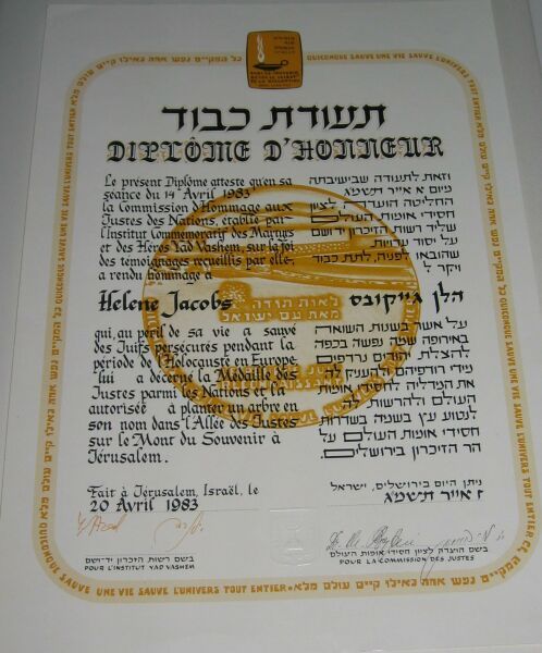Righteous among the Nations certificate 2