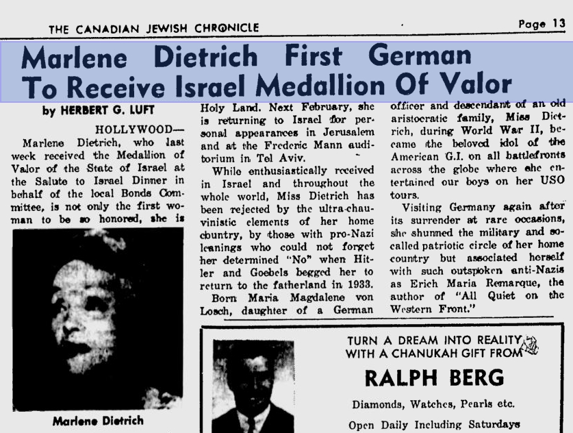 Marlene Dietrich, 1965