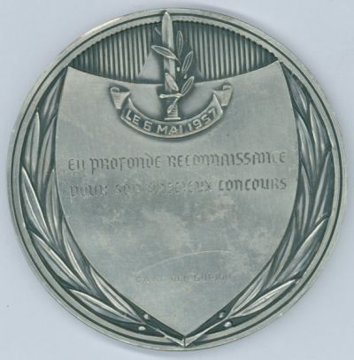 1957 Israeli medal to France